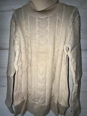 Imily Bela Cable Knit Turtleneck Sweater Beige Size S